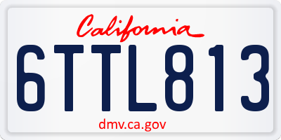 CA license plate 6TTL813