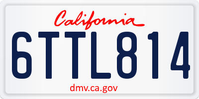 CA license plate 6TTL814