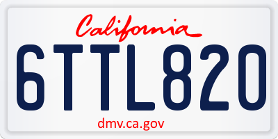 CA license plate 6TTL820