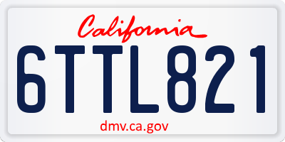 CA license plate 6TTL821