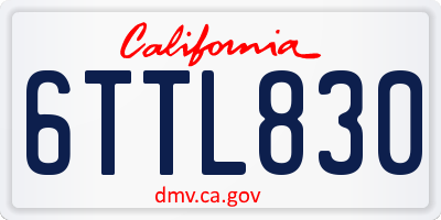 CA license plate 6TTL830