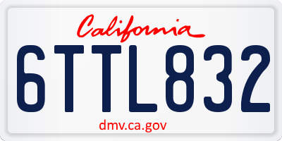 CA license plate 6TTL832