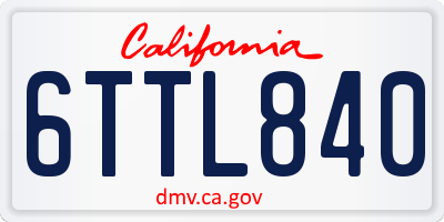 CA license plate 6TTL840