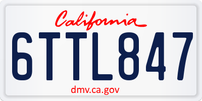 CA license plate 6TTL847