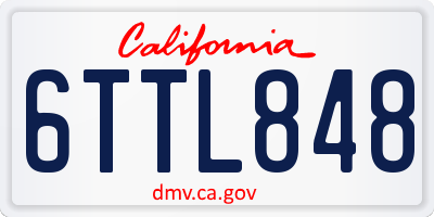 CA license plate 6TTL848