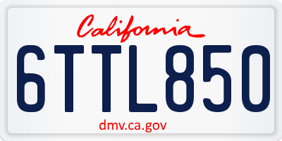 CA license plate 6TTL850