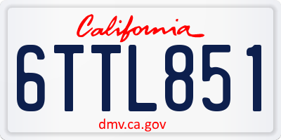 CA license plate 6TTL851