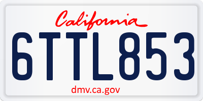 CA license plate 6TTL853