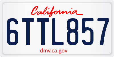 CA license plate 6TTL857
