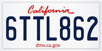 CA license plate 6TTL862