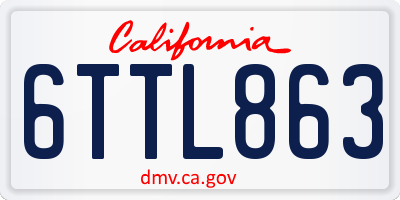 CA license plate 6TTL863