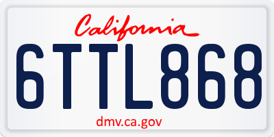 CA license plate 6TTL868