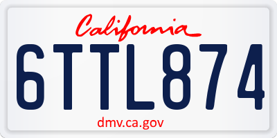 CA license plate 6TTL874