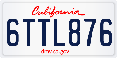CA license plate 6TTL876