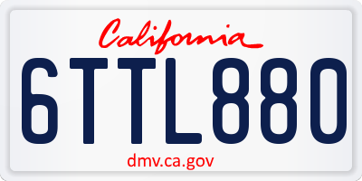 CA license plate 6TTL880