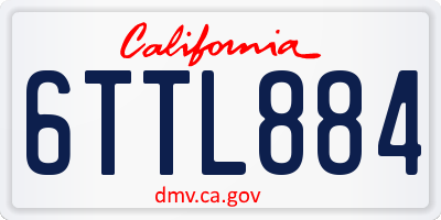 CA license plate 6TTL884