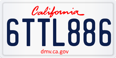 CA license plate 6TTL886