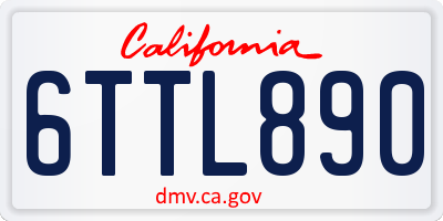 CA license plate 6TTL890
