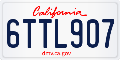 CA license plate 6TTL907