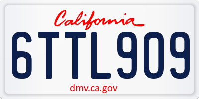 CA license plate 6TTL909
