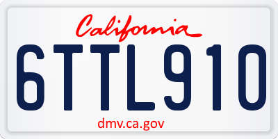 CA license plate 6TTL910