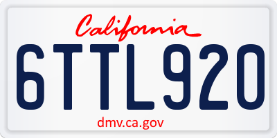 CA license plate 6TTL920