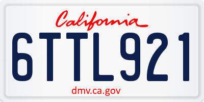 CA license plate 6TTL921