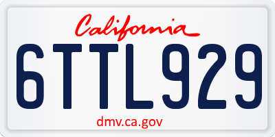 CA license plate 6TTL929