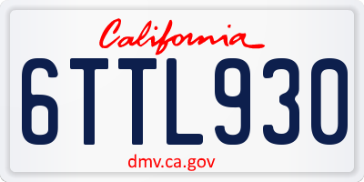 CA license plate 6TTL930