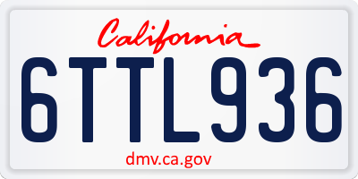 CA license plate 6TTL936