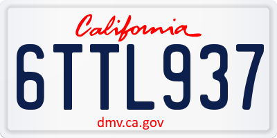 CA license plate 6TTL937