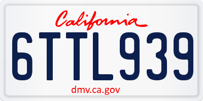 CA license plate 6TTL939