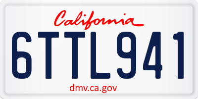 CA license plate 6TTL941