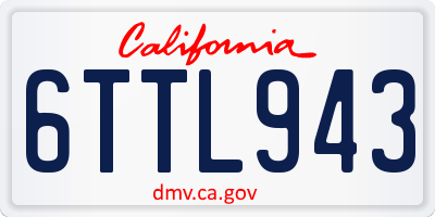 CA license plate 6TTL943