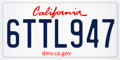 CA license plate 6TTL947