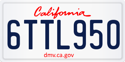 CA license plate 6TTL950