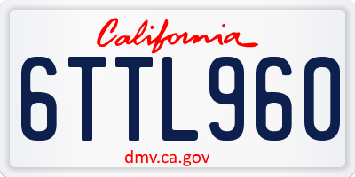 CA license plate 6TTL960