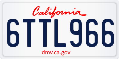 CA license plate 6TTL966
