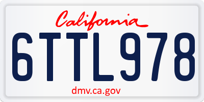 CA license plate 6TTL978