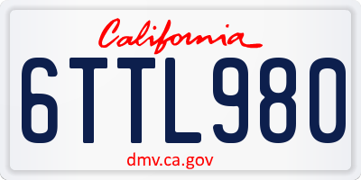 CA license plate 6TTL980