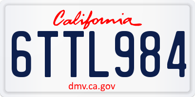 CA license plate 6TTL984