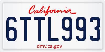 CA license plate 6TTL993