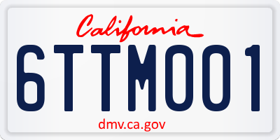 CA license plate 6TTM001