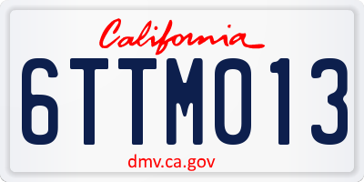 CA license plate 6TTM013