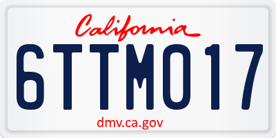 CA license plate 6TTM017