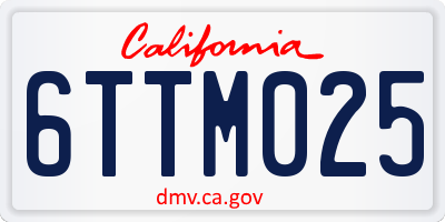 CA license plate 6TTM025