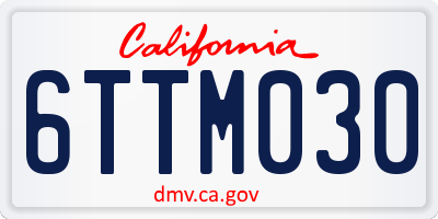 CA license plate 6TTM030