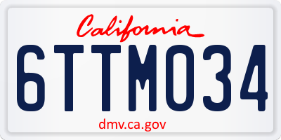 CA license plate 6TTM034