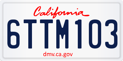 CA license plate 6TTM103