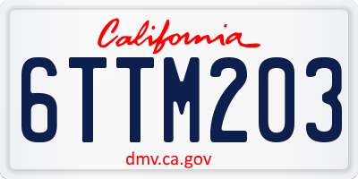 CA license plate 6TTM203